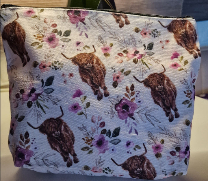 Make-up/ Kosmetik-Tasche, "Highland Cows" mit Reissverschluß