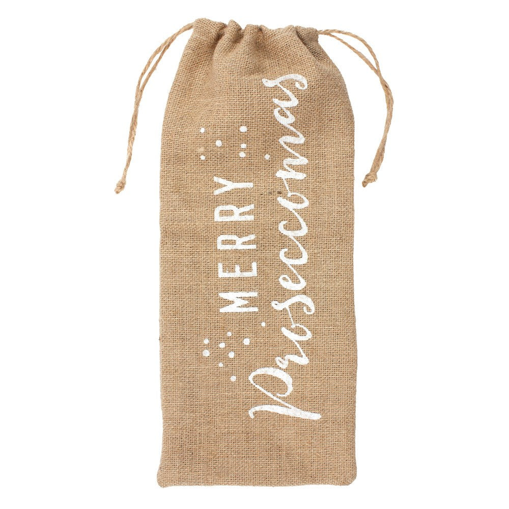 "Merry Proseccomas", Jute Flaschen-Geschenktasche - British Moments