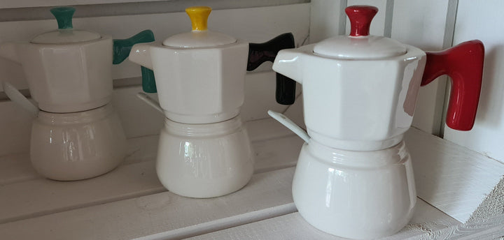 Milch-und Zucker Set in Espressobereiter-Optik ( beige/türkis) - British Moments / Fernweh-Kaufhaus