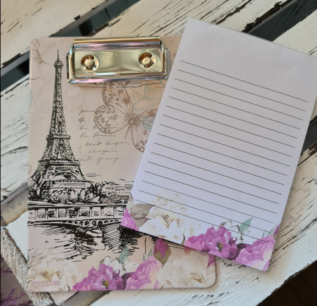 Mini Klemmbrett "Paris" mit Block,  ca. 12cm  x1 7,5 cm - British Moments / Fernweh-Kaufhaus