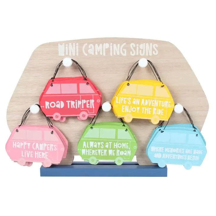 Mini /MDF Holzschild  Campervan-Serie "Always at home wherever we roam" - British Moments / Fernweh-Kaufhaus