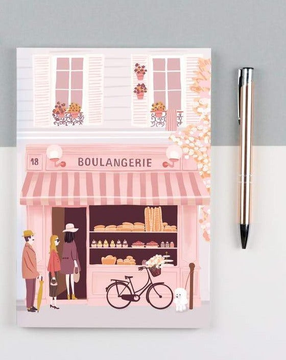 Notizheft, liniert , DIN A 45 "Boulangerie " von Flor Petit - British Moments / Fernweh-Kaufhaus