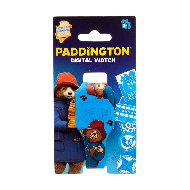 Paddington Bear Digitaluhr mit Silikon-Armband, blau, große Motive