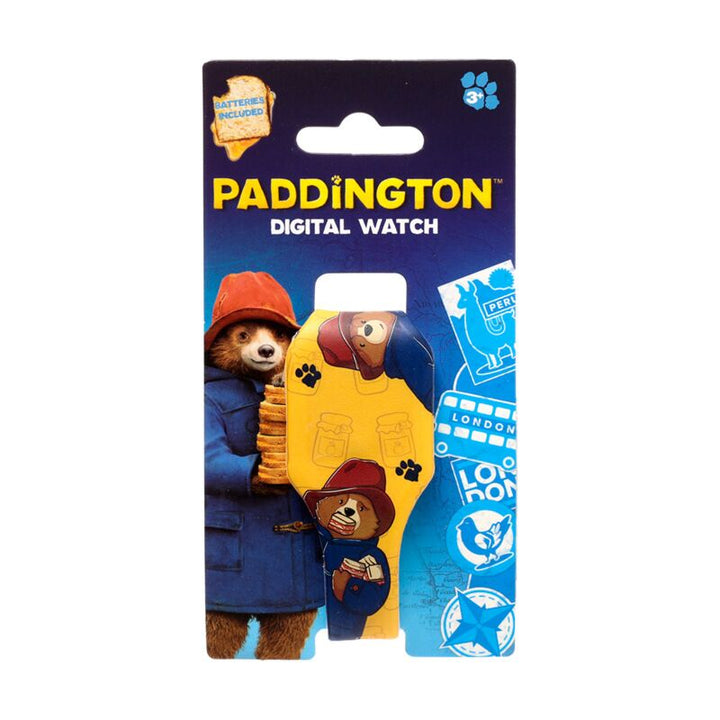 Paddington Bear Digitaluhr mit Silikon-Armband, gelb, große Motive