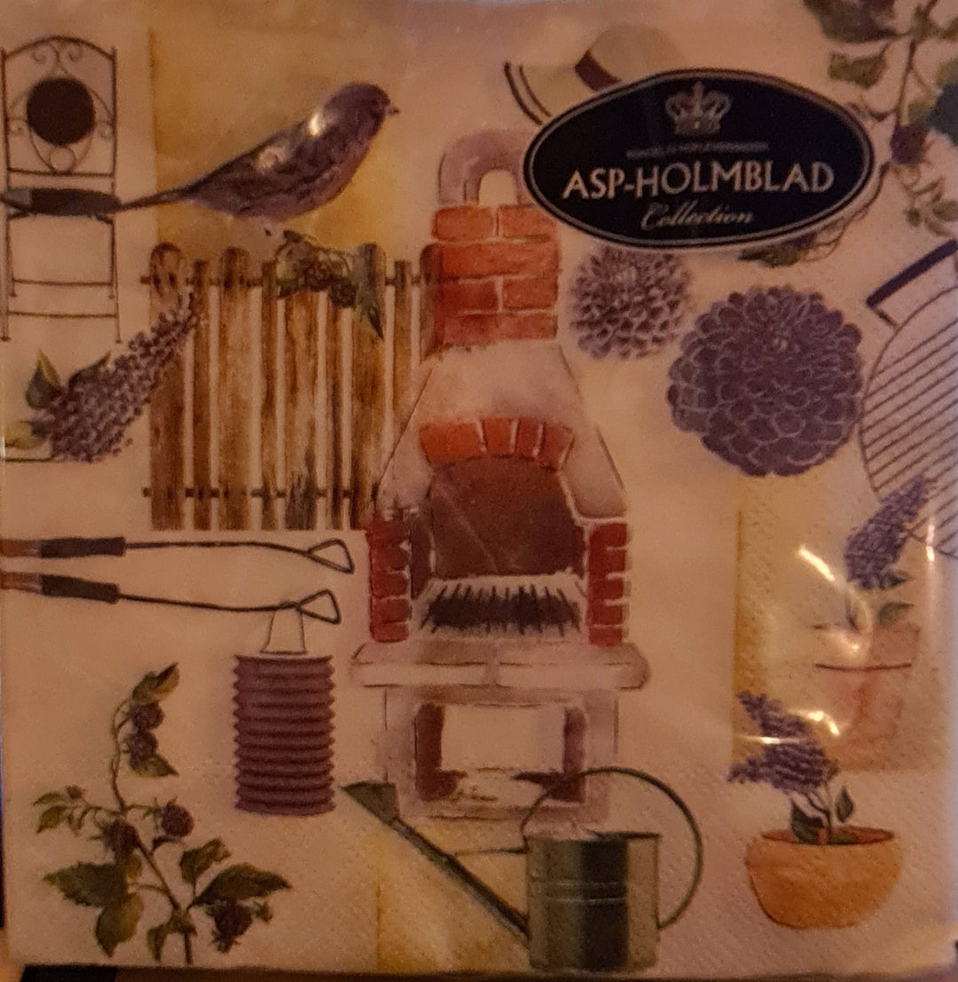 Papier -Servietten mit Landhaus/Grillmotiven aus Dänemark , 20 Stück - British Moments / Fernweh-Kaufhaus