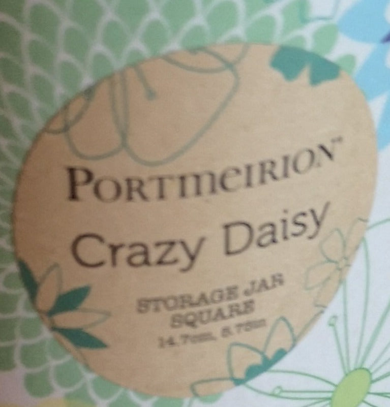 Portmeirion "Crazy Daisy "  Vorratsdose oval  14,7 cm hoch, Bambus - British Moments