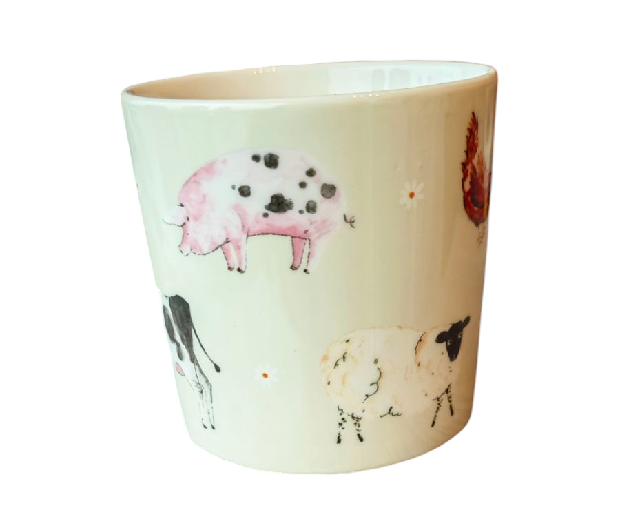 Porzellan Tasse mit Farmtier- Motiven aus der Serie "Daisy Farm"