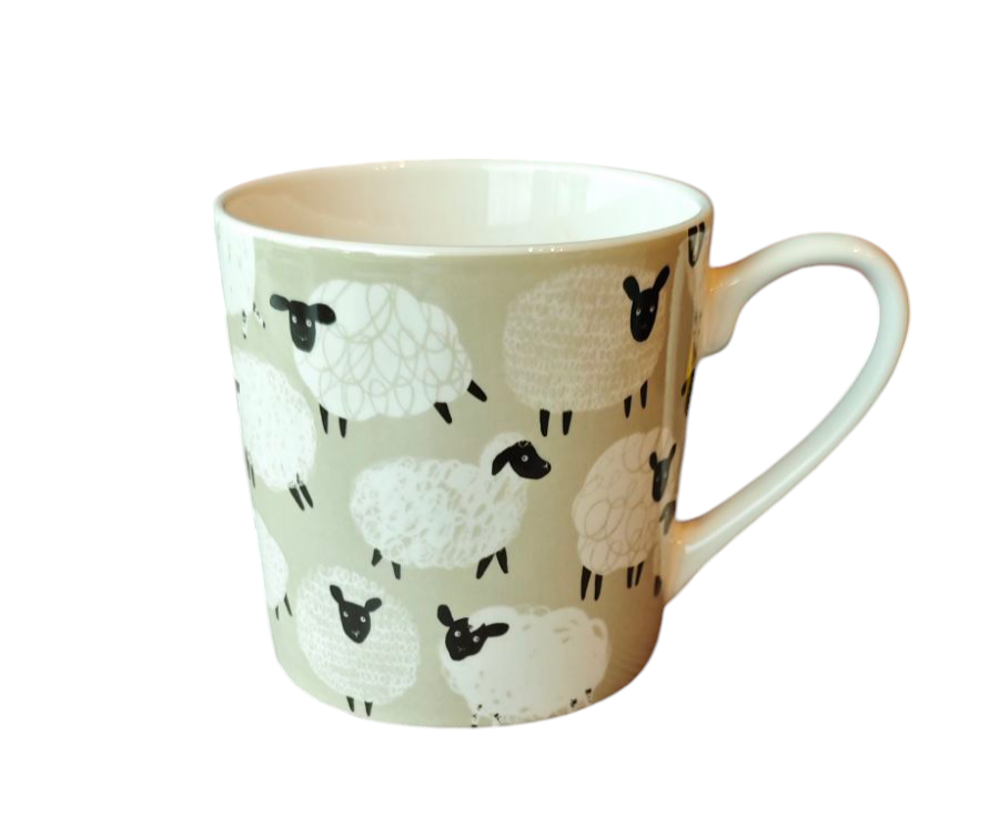 Porzellan Tasse mit Schaf- Motiven aus der Serie "Highland Flock", grau