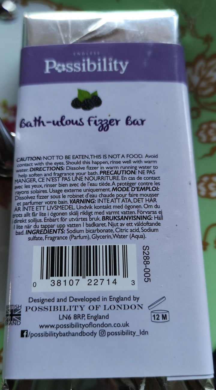 Possibility of London"bath-ulous" Fizzer Bar  "Gin & Bramble Tonic", 100 gr - British Moments