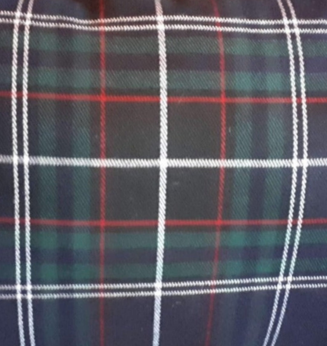 Reisekissen Motiv "Tartan, dunkelgrün/dunkelblau  " Größe 35cm  x 22 cm, Handarbeit - British Moments / Fernweh-Kaufhaus