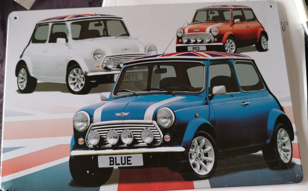 Blechschild  "Retro Mini Cooper" - British Moments