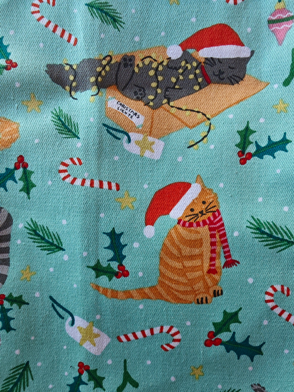 Ulster Weavers Geschirrtücher 3er Set  mit  Katzen - Motiven, hellgrün