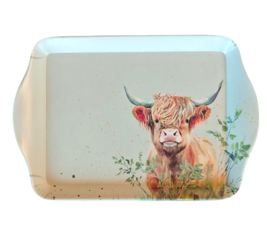 Mini Tablett  "Lustige Highland Cow"