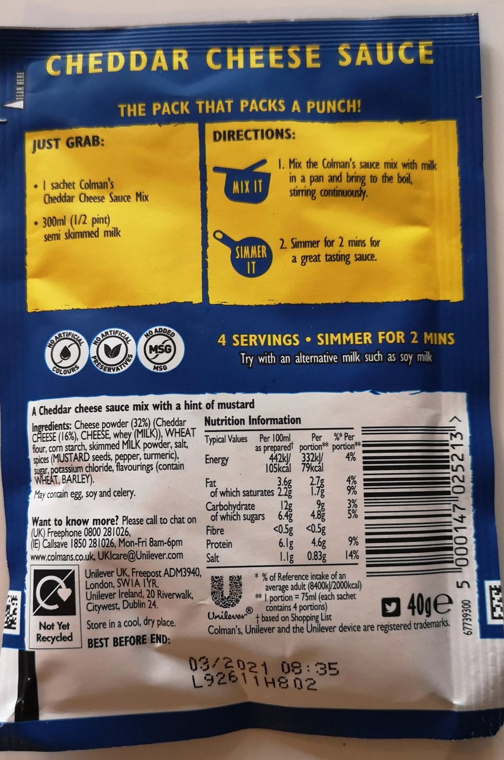 Colman's Fix für Cheddar cheese sauce, Tüte 40 gr. - British Moments