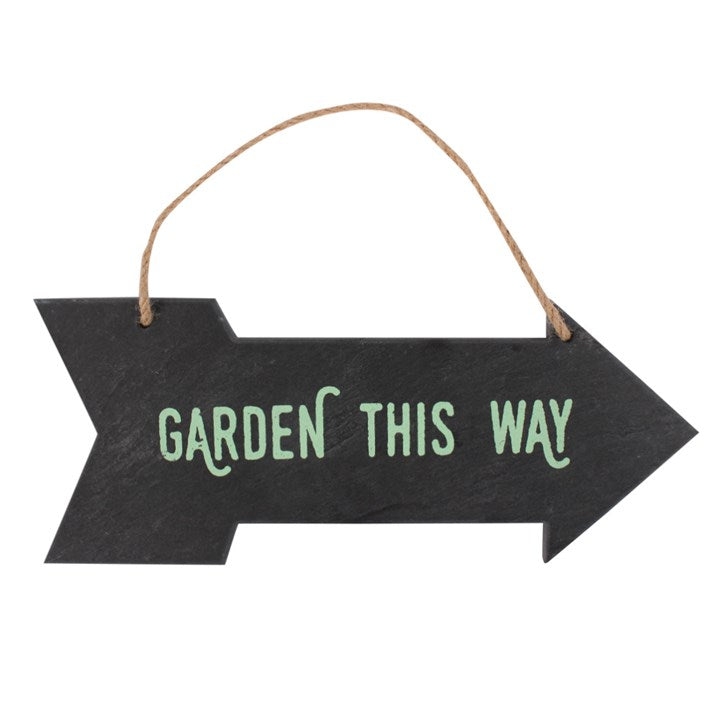 Schild, Pfeil, Schiefer, "Garden this way" ca 30 cm - British Moments