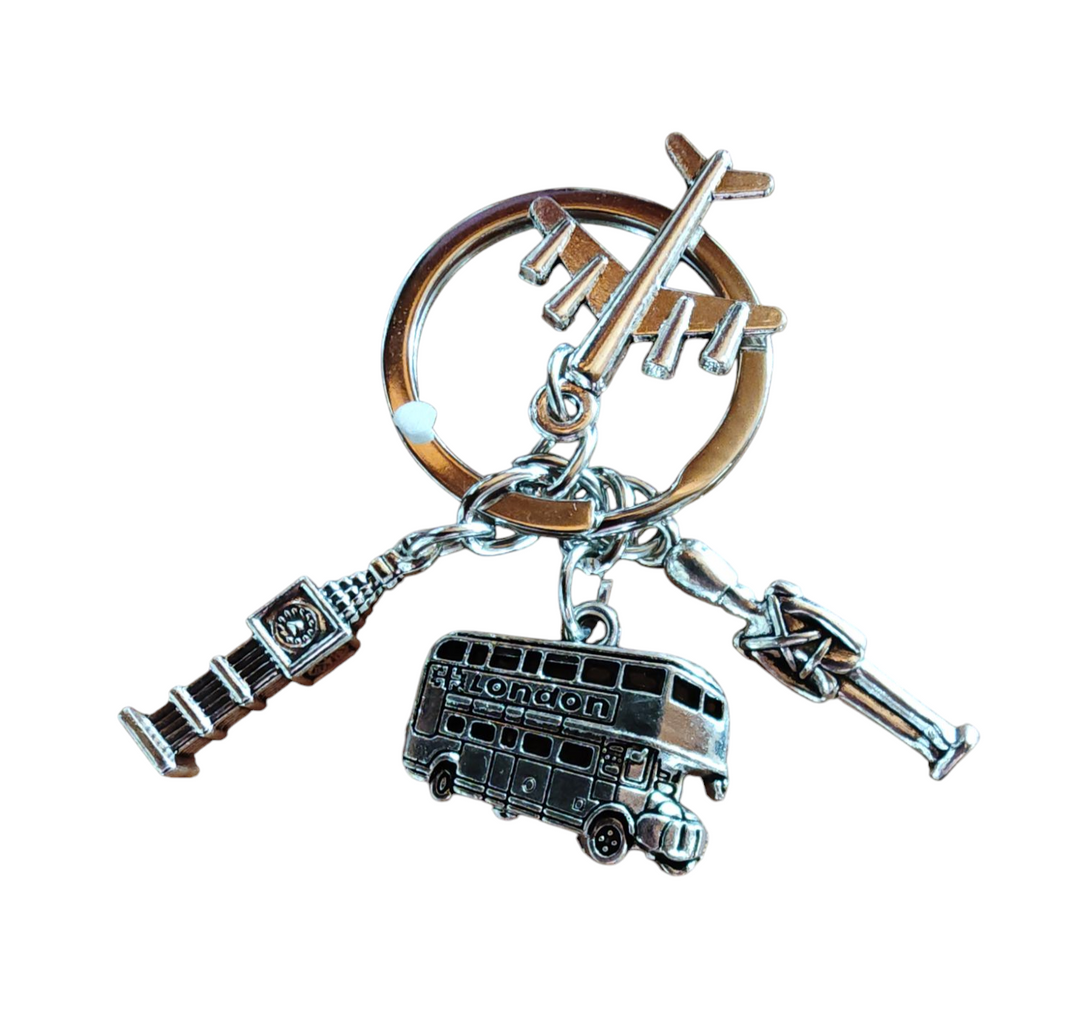 Schlüsselanhänger London Doppeldeckerbus , Guard, Flugzeug und Big Ben