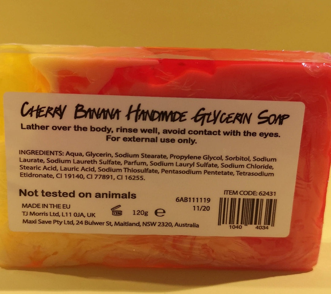 Seife "Cherry banana", Seifenstück 120 gr , handmade, vegan - British Moments