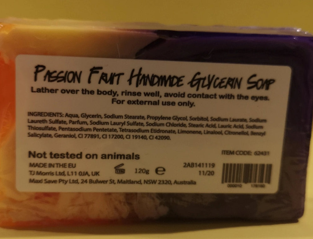 Seife "Passion Fruit ", Seifenstück 120 gr , handmade, vegan - British Moments