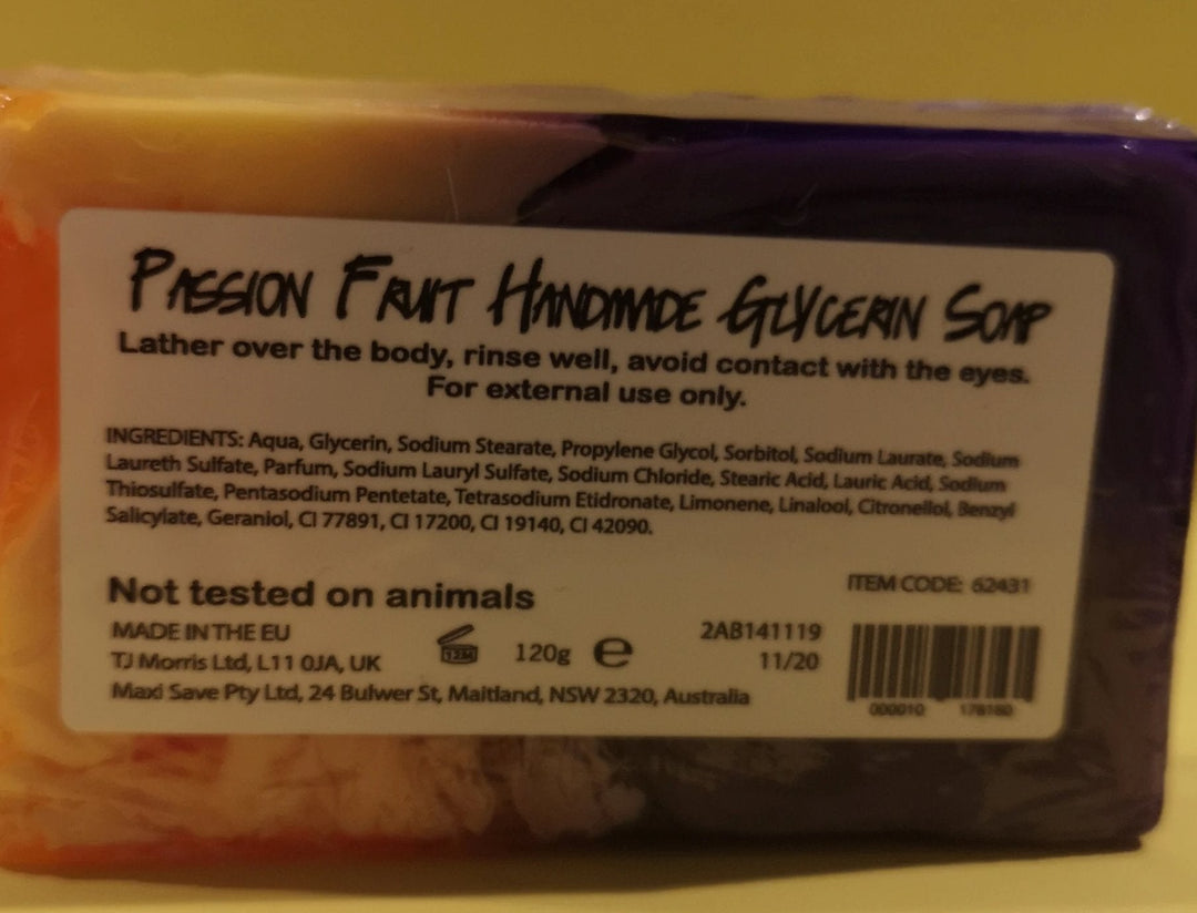 Seife "Passion Fruit ", Seifenstück 120 gr , handmade, vegan - British Moments