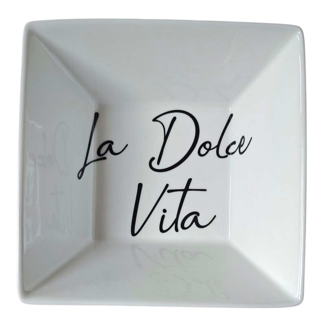 Servierschälchen mit Beschriftung "La Dolce Vita ", viereckig