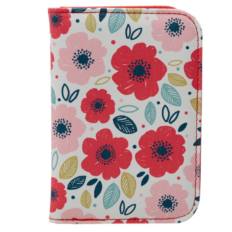 Set aus Gepäckanhänger und Reisepasshülle in fröhlichem Mohnblumen-Motiv