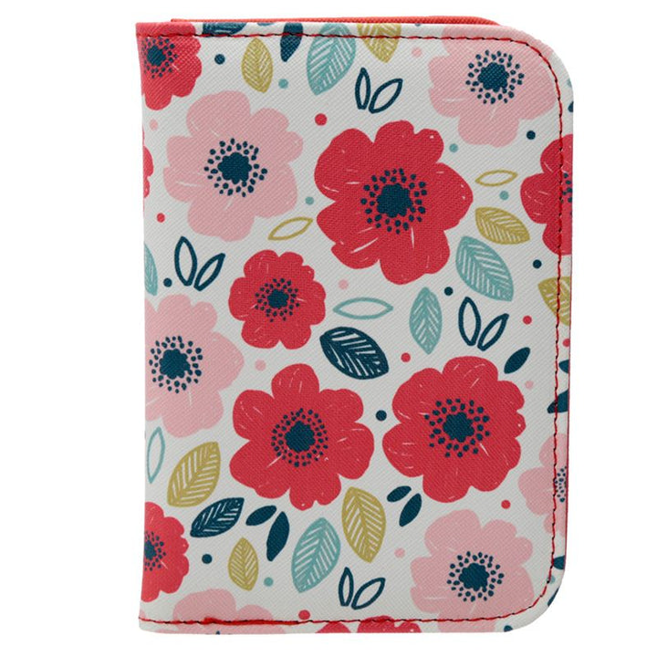 Set aus Gepäckanhänger und Reisepasshülle in fröhlichem Mohnblumen-Motiv