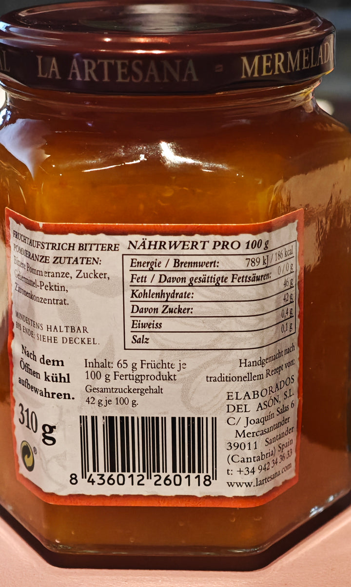 Orangenkonfitüre aus Spanien. La Artesana , 310 gr. Glas