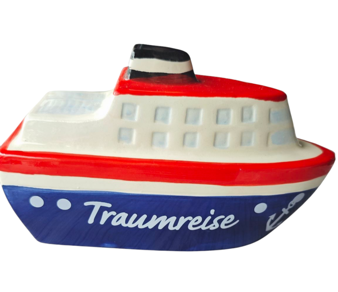 Spardose Keramik  in Kreuzfahrtschiff-Form
