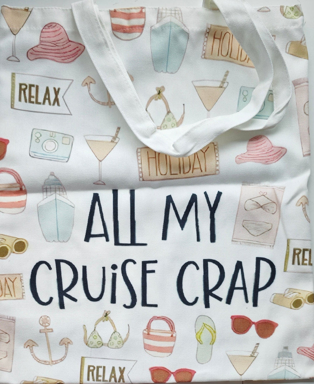 Stoffbeutel mit Kreuzfahrt Motiven "All my Cruise Crap"