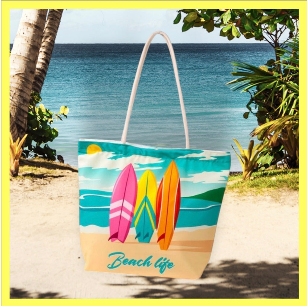 Surf Strandtasche aus Segeltuch’ Beach Life ’ - Accessoires