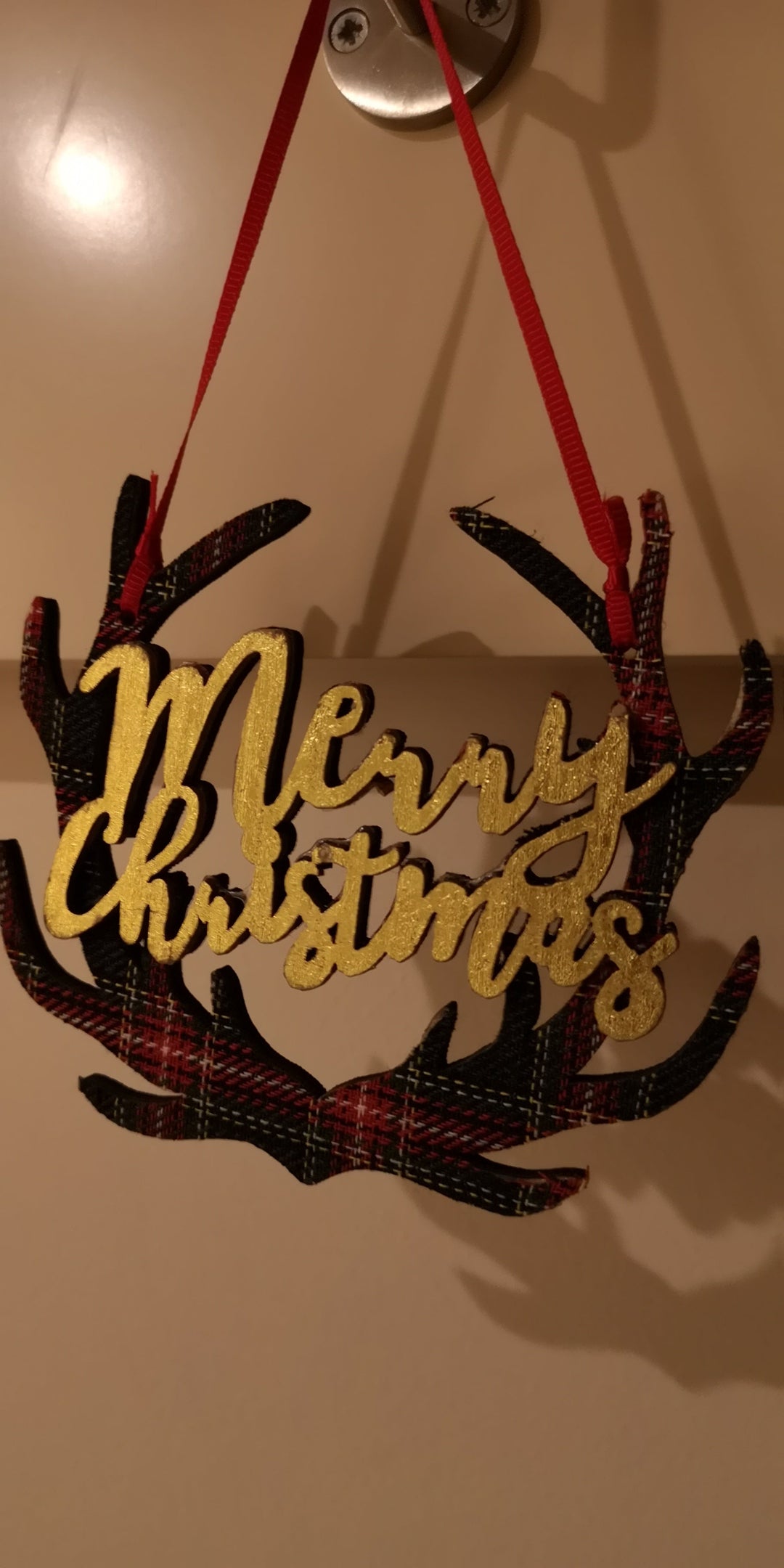 Tartan- Anhänger "Merry Christmas", Holz - British Moments