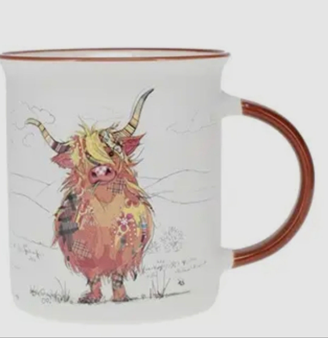 Tasse , Keramik, mit Highland Cow Motiv.