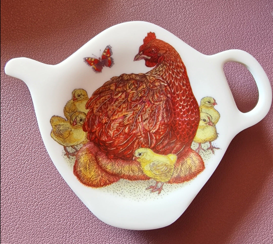 Teebeutelablage, Kunststoff, mit Motiv "Henne/ Küken"