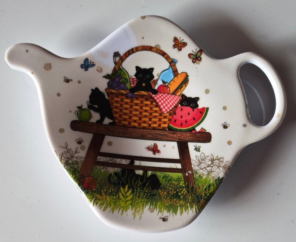 Teebeutelablage, Kunststoff, mit süßem Katzen-Motiv