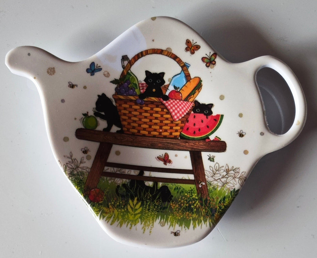 Teebeutelablage, Kunststoff, mit süßem Katzen-Motiv