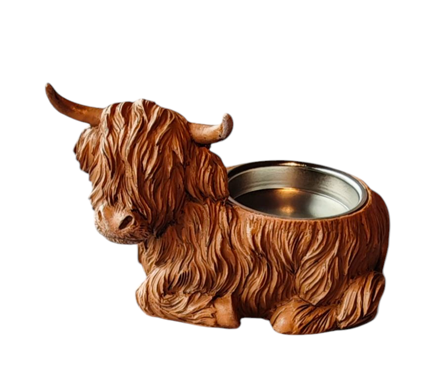 Teelicht/ Kerzenhalter "Highland Cow" , Polyresin