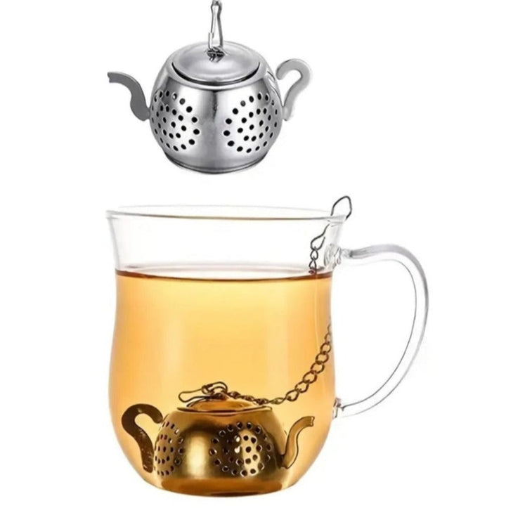 Teesieb /Tee-Ei , Edelstahl ,  in Form einer Teekanne
