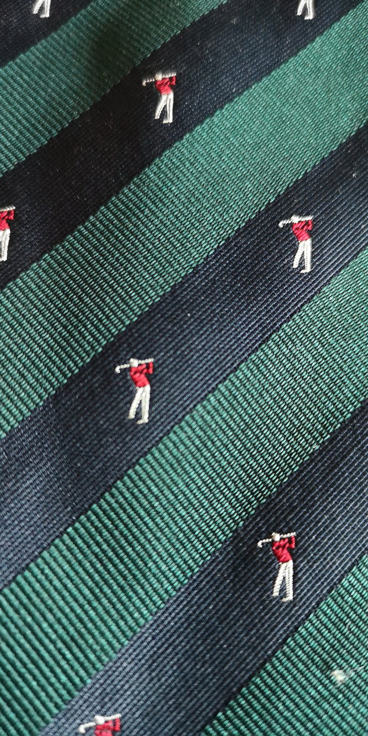 Trödelhalle : Second Hand Herrenkrawatte, Seide, Motiv Golfspieler - British Moments