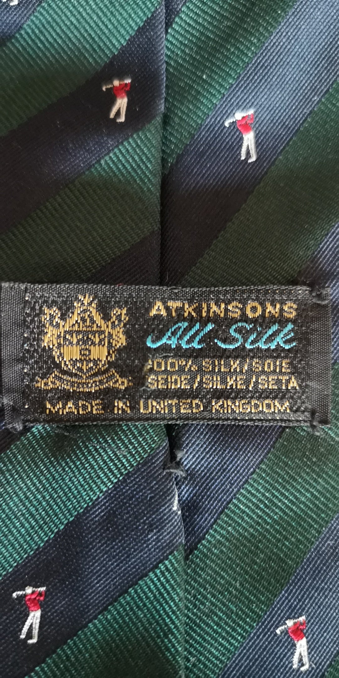 Trödelhalle : Second Hand Herrenkrawatte, Seide, Motiv Golfspieler - British Moments