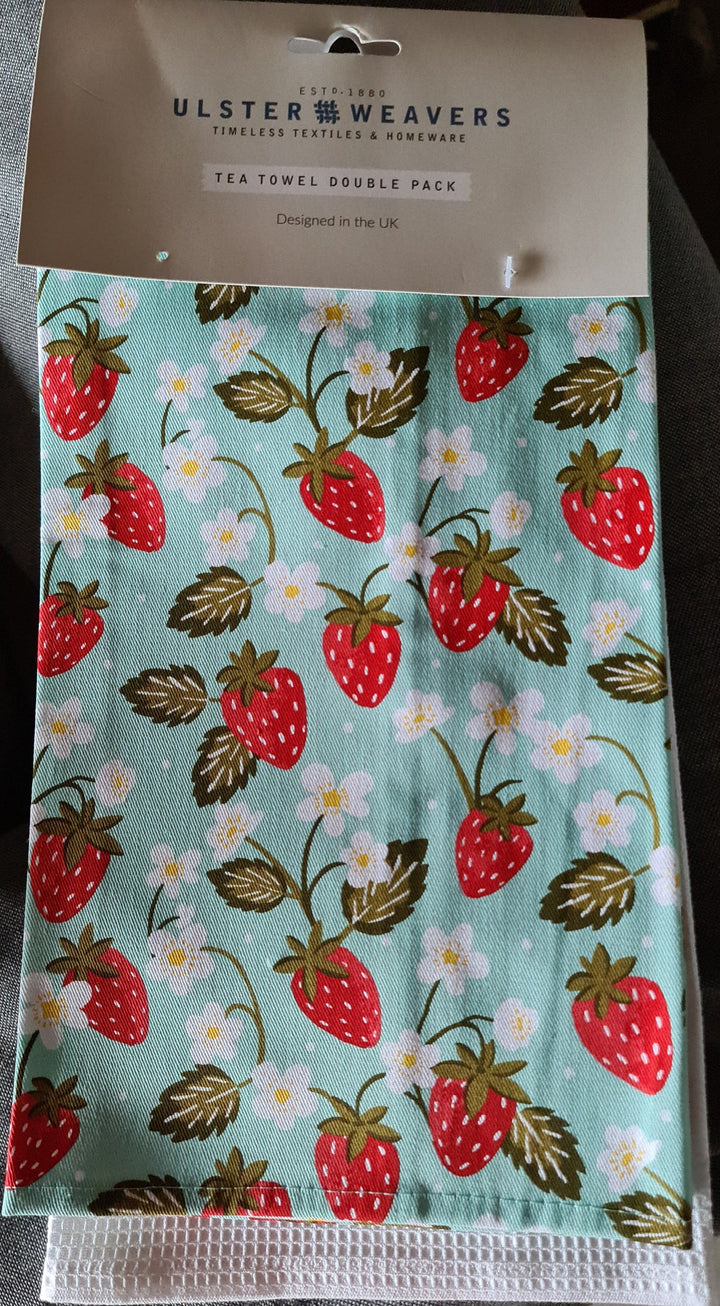 Ulster Weavers Geschirrtücher 2er Set  , mit sommerlichen Erdbeer- Bildern - British Moments / Fernweh-Kaufhaus