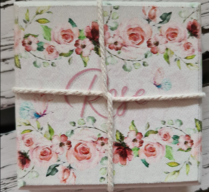 Untersetzer, 4 er Set, rund  "Rose" - British Moments / Fernweh-Kaufhaus