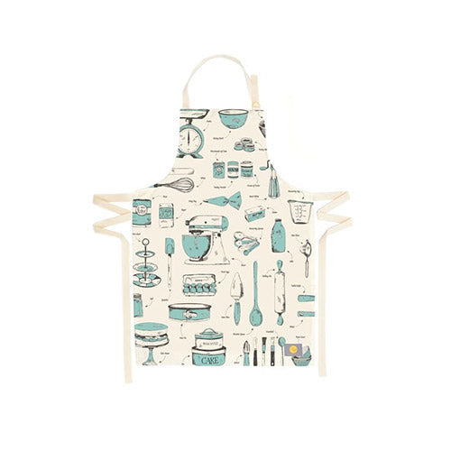 VICTORIA EGGS  Schürze, weiß/blau, Motiv "Baking Delight" , Handarbeit - British Moments