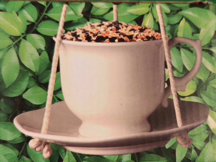 Vogelfutter-Hänger, groß,  in Tassen-Optik , rosa,    20cm x 18cm x 10,5 cm - British Moments