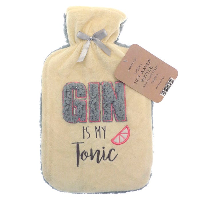 Wärmflasche , Plüsch mit Beschriftung "Gin is my tonic" - British Moments