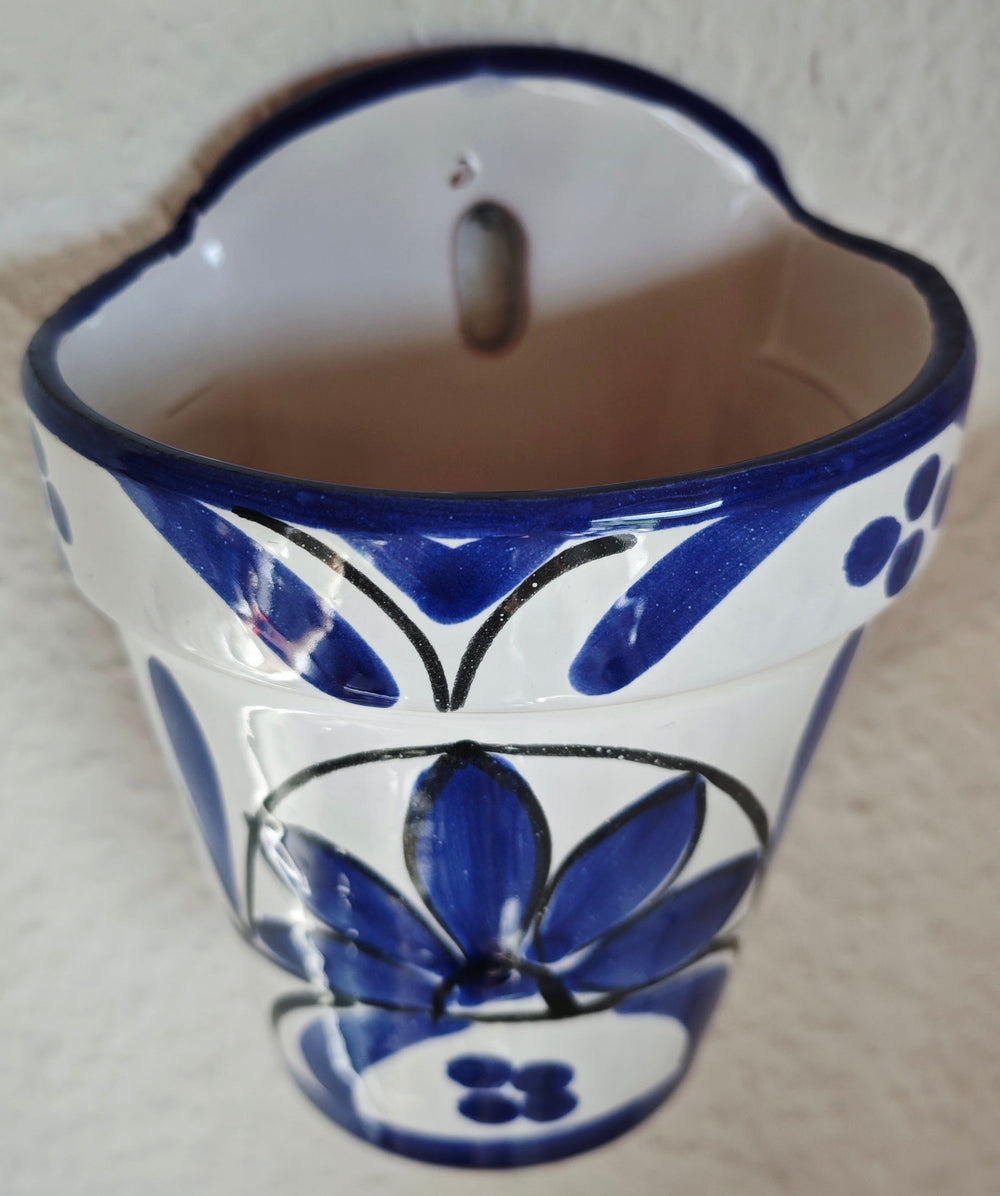 Wandblumentopf, Ton, 
Handarbeit, handbemalt aus Spanien
