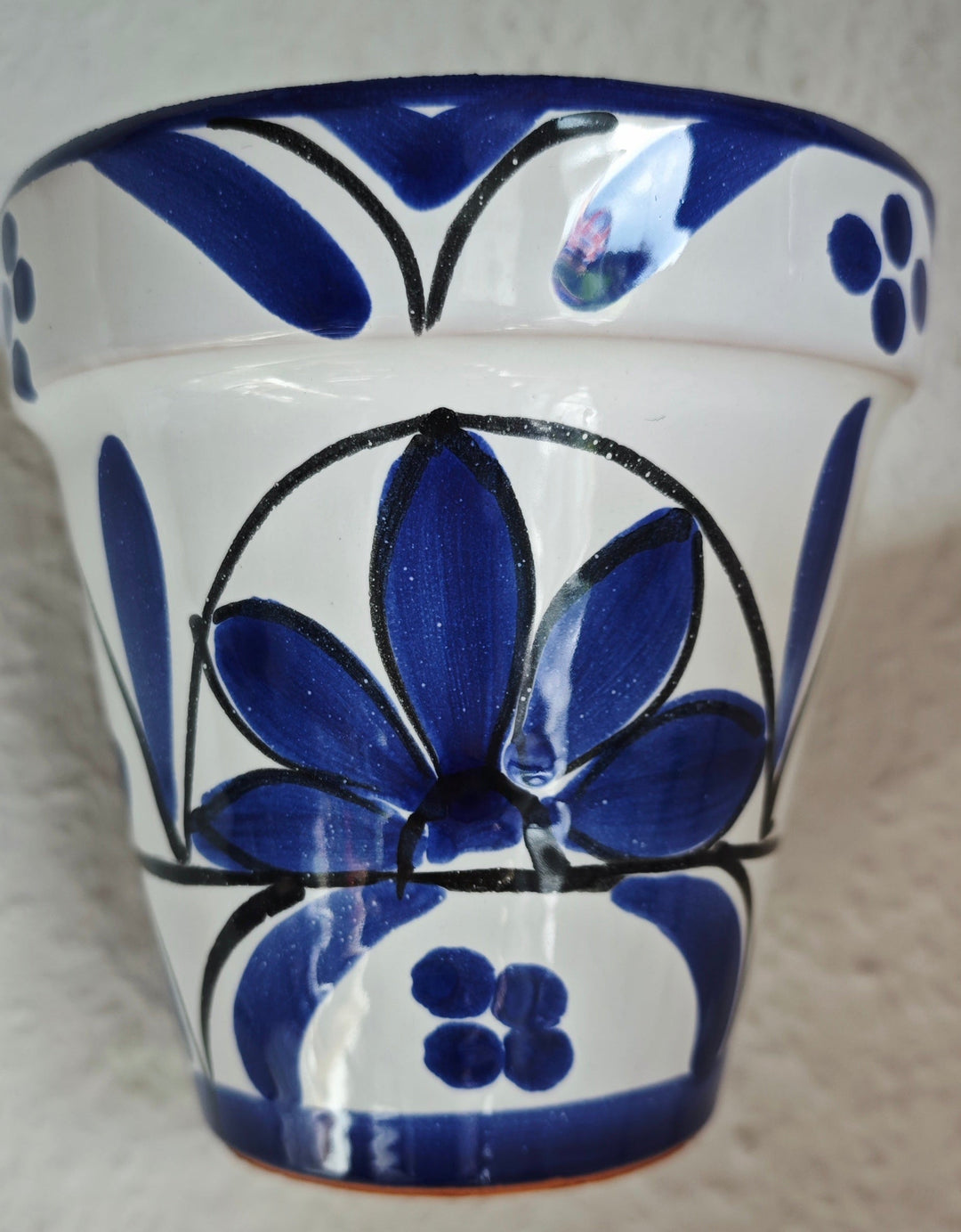 Wandblumentopf, Ton, 
Handarbeit, handbemalt aus Spanien