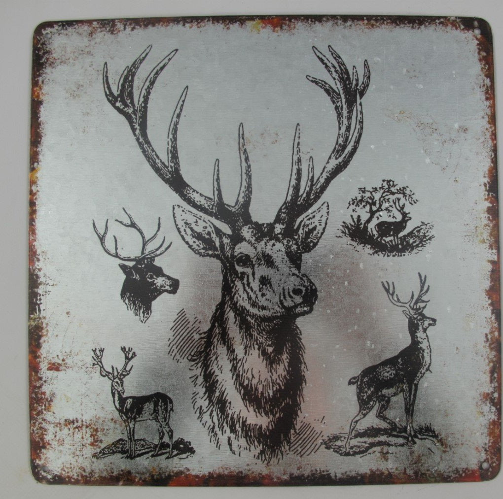 Wandschild , Blech 30 cm  x 30 cm  "Hirsche" - British Moments