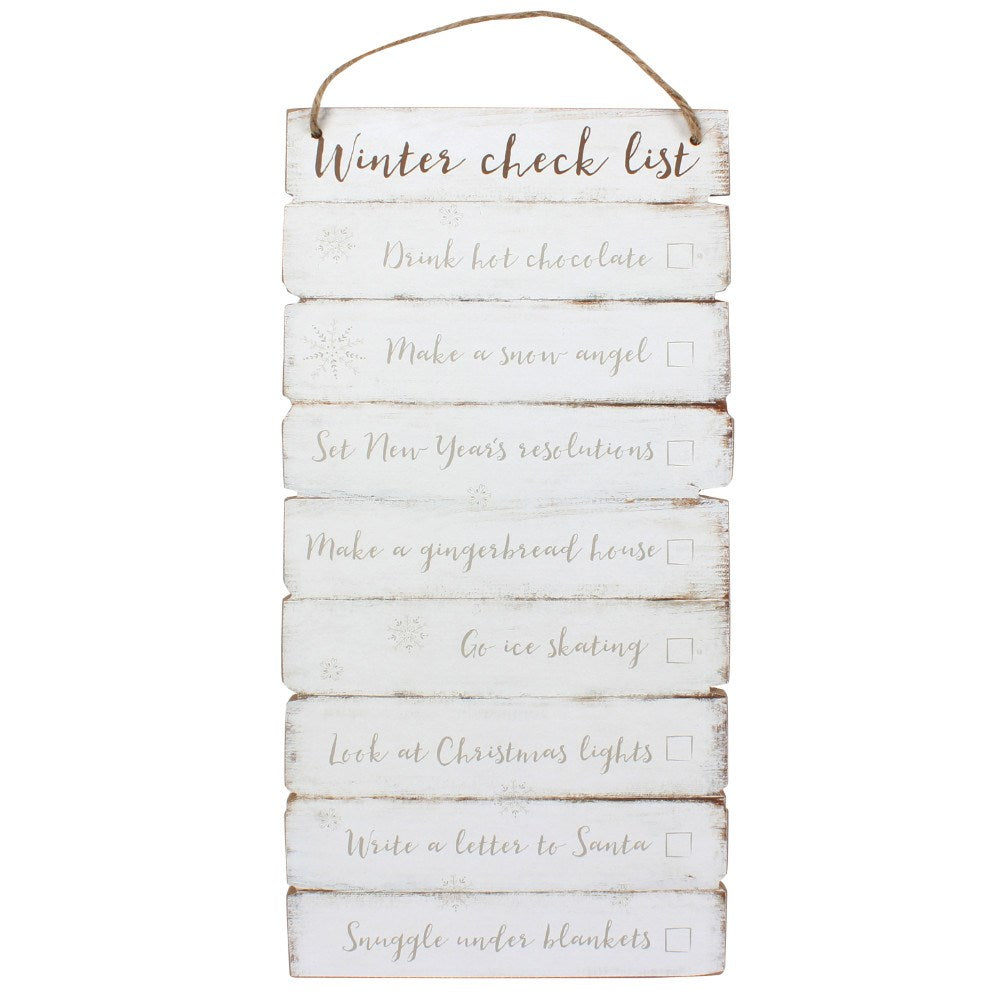Wandtafel  MDF, Holz-Optik " winter checklist" - British Moments