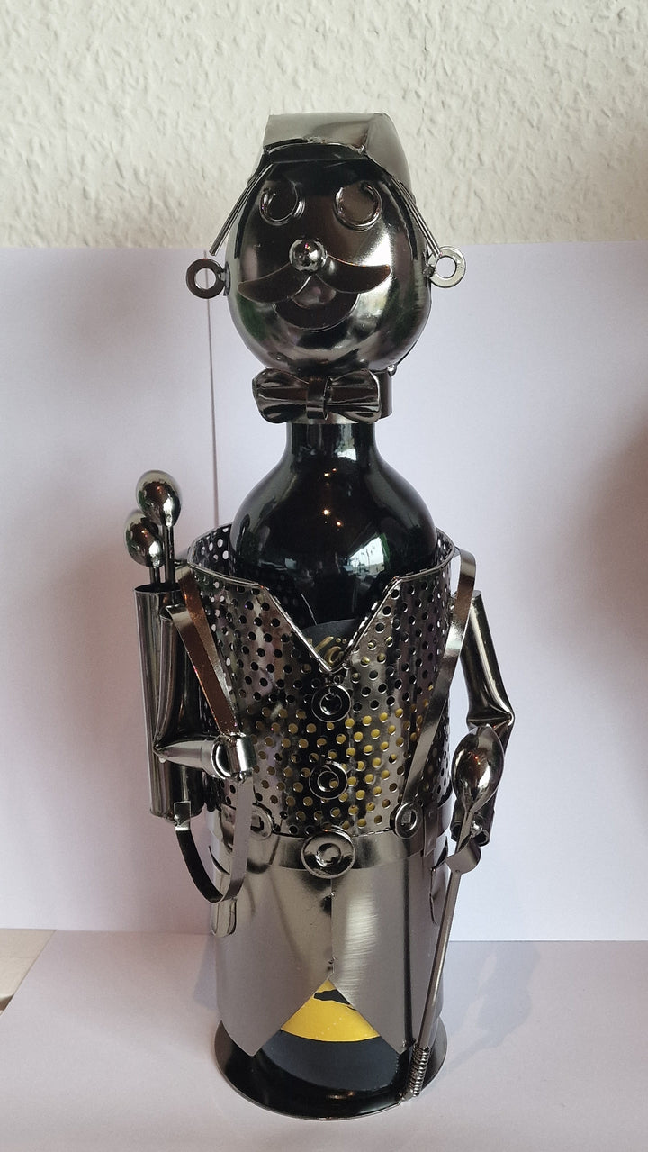 Weinflaschen-Halter "Golfer,"  Metall , Höhe 34 cm