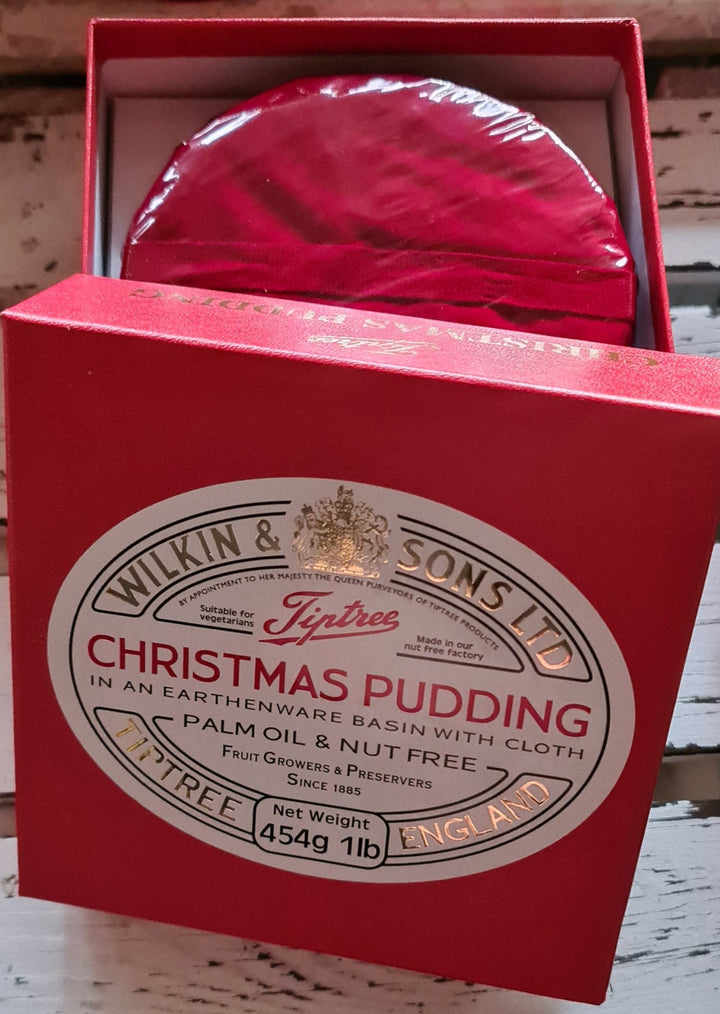 Wilkin & Sons, Tiptree Christmas Pudding  454 gr in schönem Steingut Topf - British Moments / Fernweh-Kaufhaus